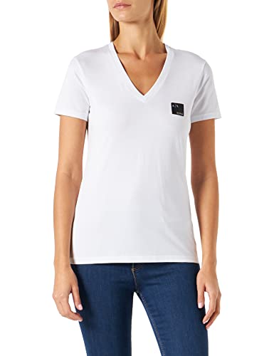 Armani Exchange Damska koszulka z dekoltem w serek, z logo