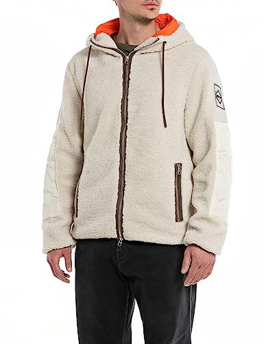 Replay Męska kurtka futrzana, 013 kość słoniowa, S