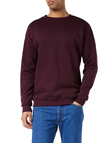 Urban Classics Męska bluza dresowa z okrągłym dekoltem, sweter z szerokimi ściągaczami dla mężczyzn w wielu kolorach, rozmiary XS-5XL, Red (Redwine 02243), XL