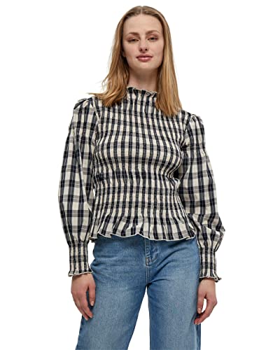 Minus Damska bluzka w kratkę Alora, Ebony Black Checks, 70 PL