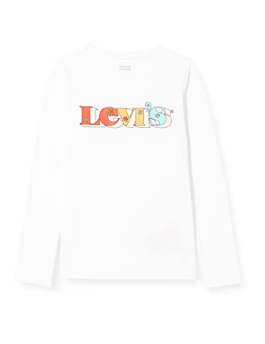 Levi's Kids Koszulka dziewczęca Lvg z długim rękawem z grafiką, biały, 10 Lata