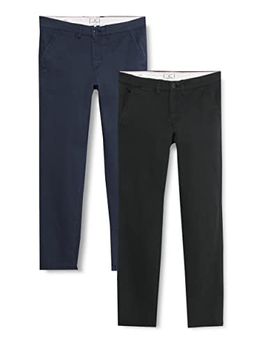 Jack&Jones JJJDAVE AKM 2PK MP chinosy męskie, czarne/opakowanie: granatowy blezer, 31, Czarny/opakowanie: granatowy, 31W / 32L