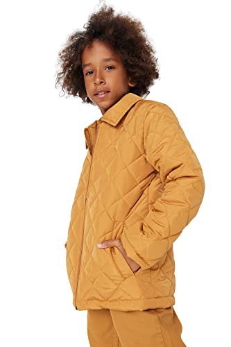 Trendyol Herren Regular Basic Plain Webstoff Winterjacke Płaszcz dziecięcy, wielbłąda, 7–8 años
