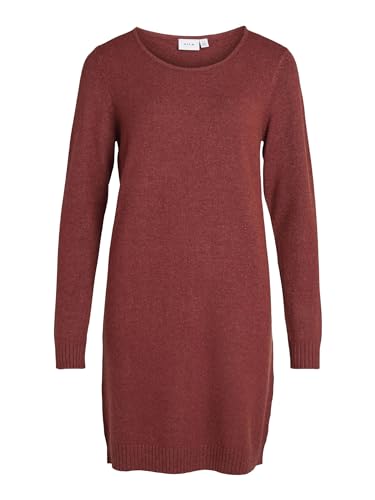 Vila Damska sukienka z dzianiny z długim rękawem, Fired Brick/Szczegóły: ciemny melanż, XL