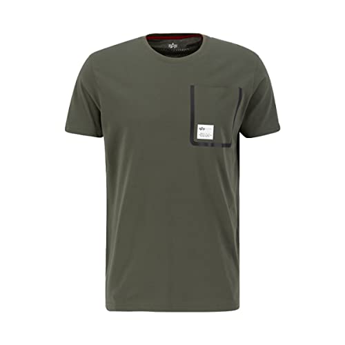 ALPHA INDUSTRIES Label Pocket T Koszulka męska, 142-Dark Olive, XXL