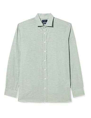 Hackett London Męska koszula z bawełny i lnu, żółta, M, ŻÓŁTY, M