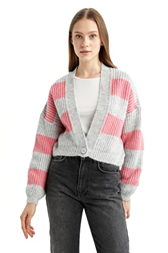 DeFacto Kardigan normalny krój dla kobiet kardigan dla topów damski (PINK, S), Rosa, S