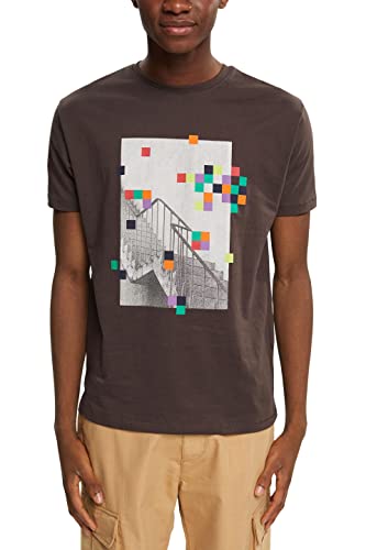 edc by ESPRIT Męski t-shirt 102CC2K301, 200/DARK brązowy, S, 200/ciemny brąz, S