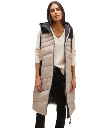 STREET ONE Damska kamizelka pikowana A220195, długa, Light Iced Gold, 44, Light Iced Gold, 44