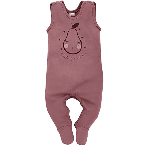 Pinokio Baby Sleepsuit Tres Bien, 100% cotton dark pink with pear print, Girls Gr. 56-68 (56), ciemnoróżowy, 56 cm
