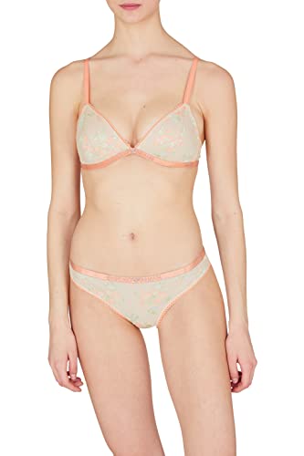 Emporio Armani damski biustonosz z koronki haftowane biustonosz Push Up, Papaja/ogród kwiatowy., XL