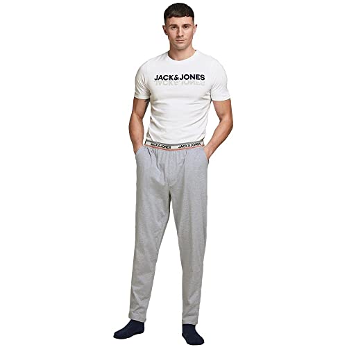JACK & JONES Jacjones Lounge Set S/S koszulka i spodnie męskie, jasnoszary melanżowy, XL