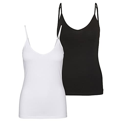 VERO MODA Damski tank top, Czarny/opakowanie: jasna biel, M