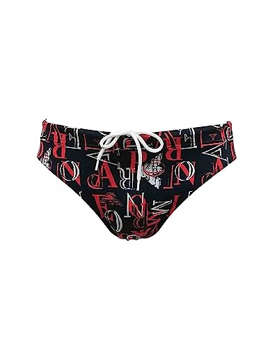 Emporio Armani Swimwear Men's Emporio Armani All Over Logo Low Swim Briefs, Navy Blue, 46, granatowy