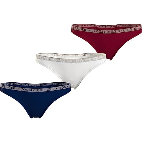 Tommy Hilfiger Koronkowe stringi 3P (rozmiar zewnętrzny), Des Sky/Biały/Rouge, XL