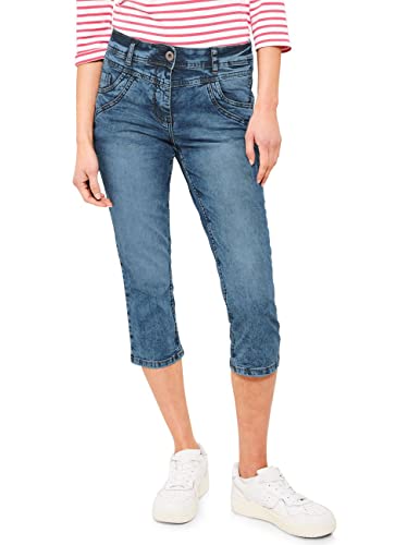 Cecil Damskie spodnie jeansowe 3/4, Mid Blue Wash, 26W / 22L