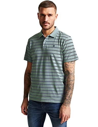 Street One MEN Męska koszulka polo w paski, Dust Green, 3XL