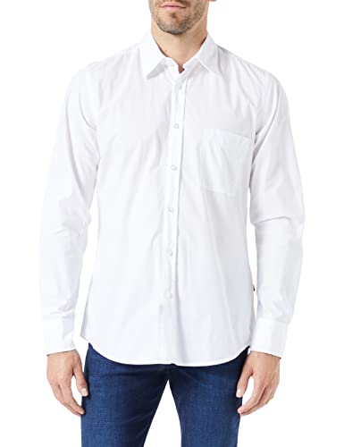 BOSS Męska koszula Relegant 6 Regular -Fit z bio-bawełnianej popeliny, White100, M