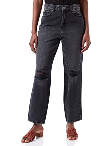 ONLY Dżinsy damskie Straight Fit ONLRobyn Ex HW Ankle, Washed Black, 28