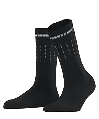FALKE Damskie skarpety Neon Knit zrównoważona biologiczna bawełna oddychająca ciepła półwysoka ze wzorem 1 para skarpet, czarne (Black 3000), 35-38