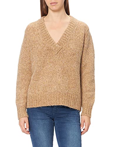 Noa Noa Damski sweter z dzianiny Alpaca z długim rękawem, brązowy melanż, XXL