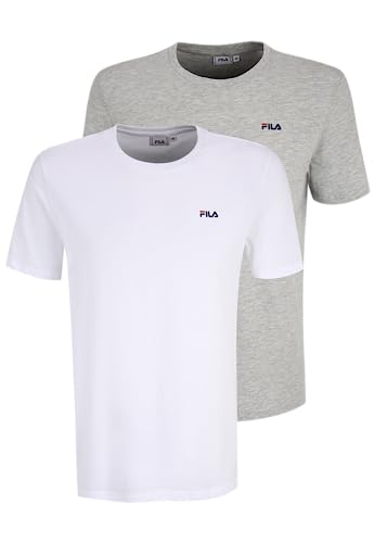 FILA Męski t-shirt Brod Tee/Double Pack, jasny biały, szary melanż, 5XL, Jasny biały - light Grey Melange, 5XL