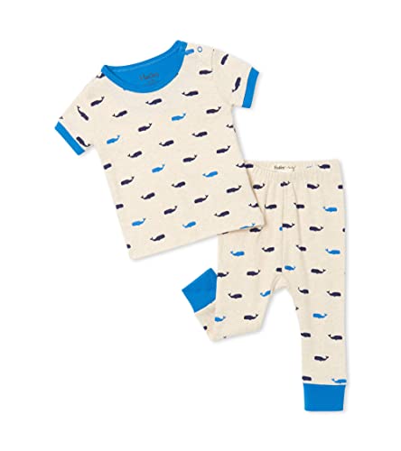 Hatley Dziecięca piżama z organicznej bawełny z krótkim rękawem zestaw spodnie dla małych dzieci, Wieloryby morskie, 9-12 Miesiące