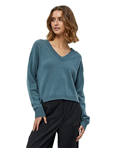 Minus Damski sweter z dzianiny Majsa z dekoltem w serek 3 V, morska mgiełka, XL
