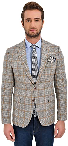 Bonamaison Kurtka męska w kratkę, Comfort Fit 6 Drop Business Suit Jacket, beżowa, standardowa