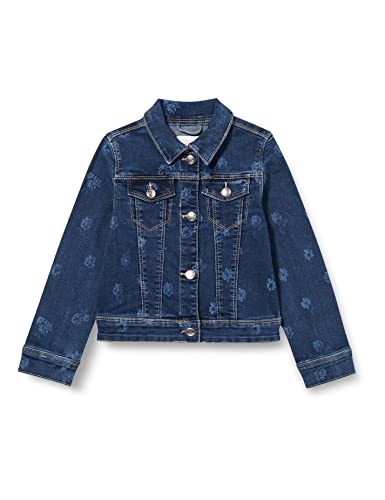s.Oliver Junior Jeansjacke mit Allover Print kurtka dżinsowa z nadrukiem dla dziewczynek i dziewcząt, niebieski, 98