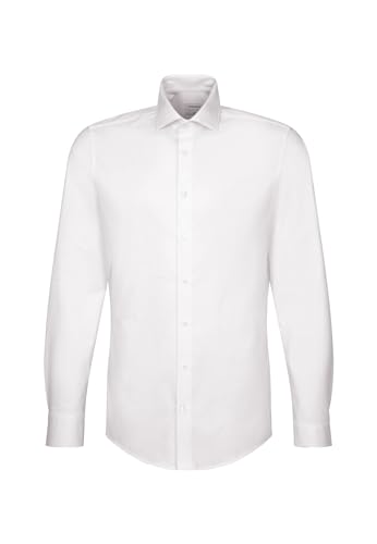 Seidensticker Męska koszula slim fit z długim rękawem, biały, 42