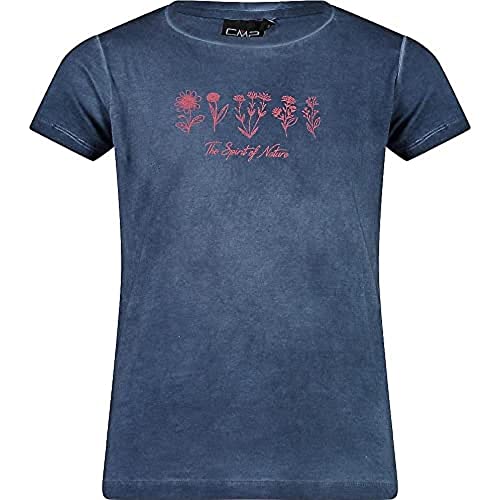 CMP Koszulka dziewczęca ze stretchem, barwiona koszulka, niebiesko-czerwona pocałunek, 104 cm