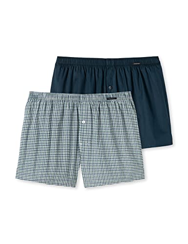 Schiesser 2 pary bokserek bawełnianych Bokserki (szorty) Mężczyźni, Ciemnoniebieski, zielony, w kratkę, 4