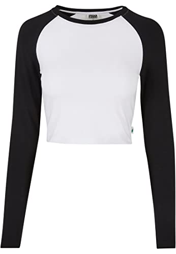 Urban Classics Damski Organic Cropped Retro Baseball Longsleeve Damska koszulka z długim rękawem biała/czarna, biały/czarny, 3XL