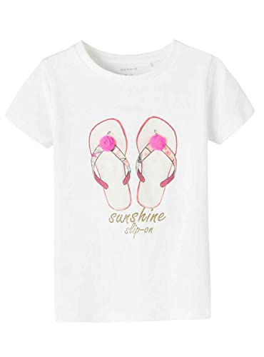 NAME IT Girl's NMFFRANSISCA SS top Box T-Shirt, Bright White, 104, Bright White, 104 cm