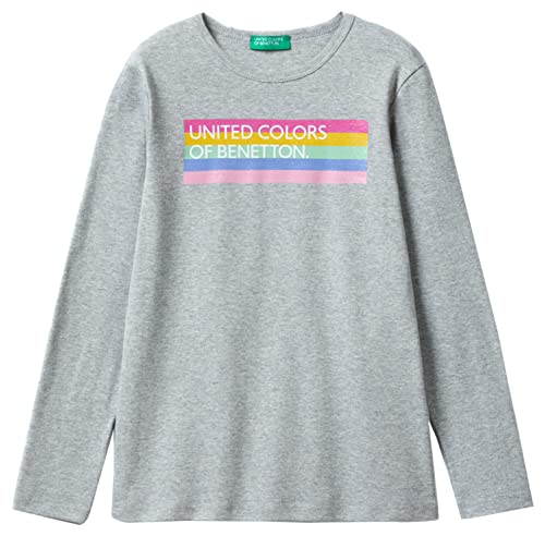 United Colors of Benetton Koszulka dziewczęca z krótkim rękawem, Grigio Melange Medio 501, S