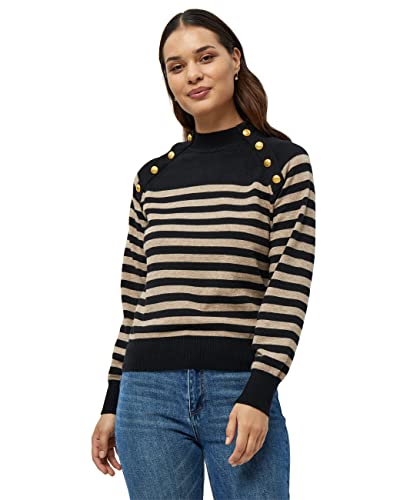 Peppercorn Damski sweter w paski Rosalia | czarny UK | Jesienne swetry damskie | Rozmiar L, 9000S-BLACK ST, L, 9000s - Czarny St, L