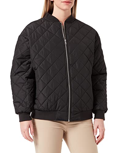 Urban Classics Damska kurtka oversized Diamond Quilted Bomber Jacket, kurtka bomberka dla kobiet dostępna w wielu kolorach, rozmiary XS-5XL, czarny, L