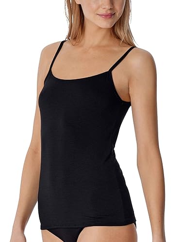 Schiesser Damski Top Typu Spaghetti, 2 Sztuki, Bielizna Czarna, 48