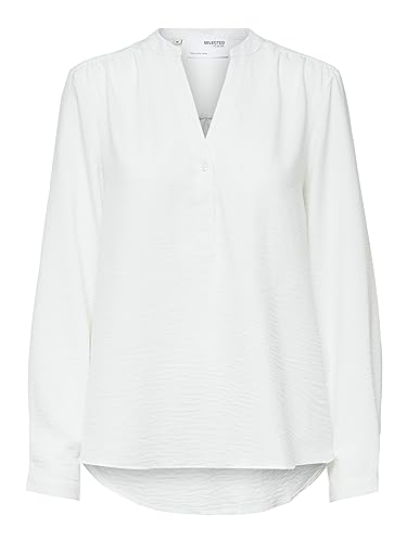 SELECTED FEMME Damska koszulka z dekoltem w kształcie litery V Straight Fit, Snow White, 34 PL