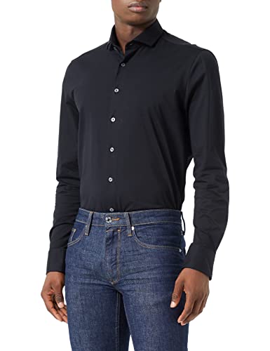bugatti Klasyczna koszula męska 9950-28600, czarna, standardowa
