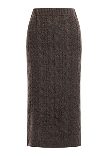 DreiMaster Spódnica midi z dzianiny damska 39425099, ciemnobrązowy, XL-XXL