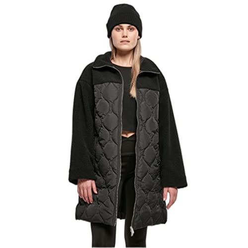 Urban Classics Damski płaszcz Sherpa Oversized Oversize Fit, damski płaszcz z podszewką z tafty, dostępny w dwóch kolorach, rozmiary XS-5XL, czarny, XS