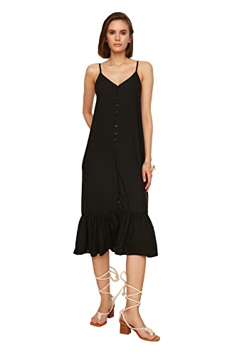 Trendyol Damska sukienka z guzikami, czarna, 38