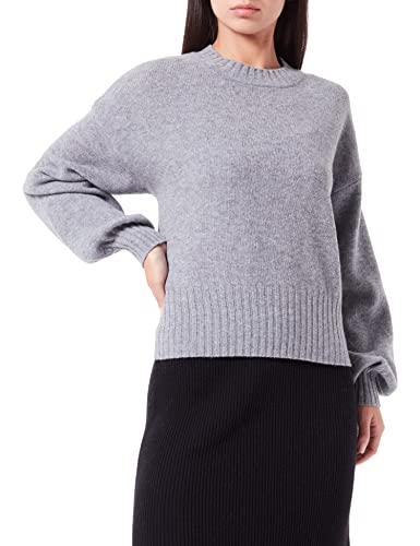 United Colors of Benetton Damski sweter z długim rękawem i okrągłym dekoltem, 72d Melanż Szary, S