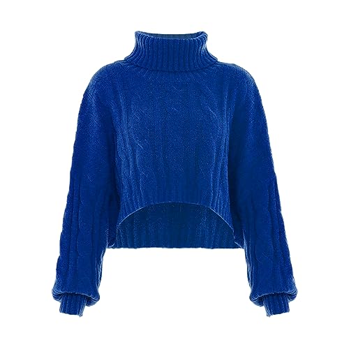 myMo Damska koszulka z golfem Twist-Kape z długim rękawem Akryl królewski błękit rozmiar XL/XXL, królewski błękit, XL