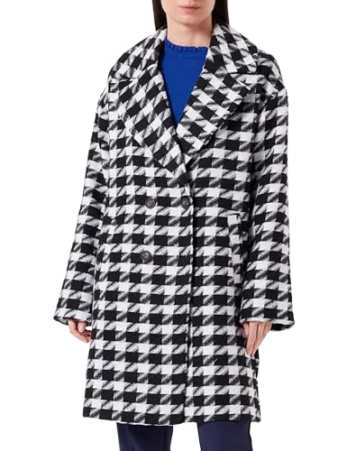 Vila Vilunes L/S New Coat/Pb Płaszcz Krótki, Czarny/Szczegóły: Biały Houndstooth, 46 Kobiety, czarny/szczegół: biały Houndstooth, 40