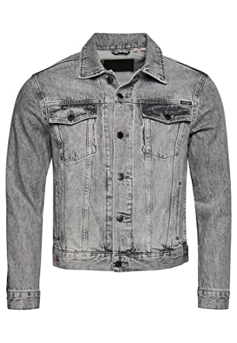 Superdry Męska kurtka dżinsowa Highwayman Trucker, szary, M