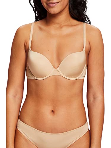 ESPRIT Z recyklingu: watowany biustonosz z fiszbinami z mikrofibry, Dusty Nude, 75B