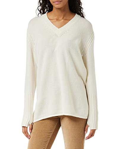 United Colors of Benetton Damski sweter z dekoltem w serek M/L 1244d400m, biały 00, M